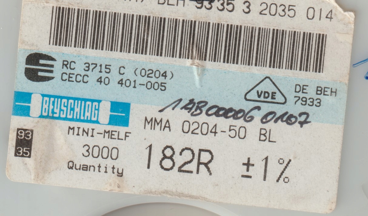 [100szt] 182R 1% 50ppm rezystor Smd minimelf MMA0204 Beyschlag low noise