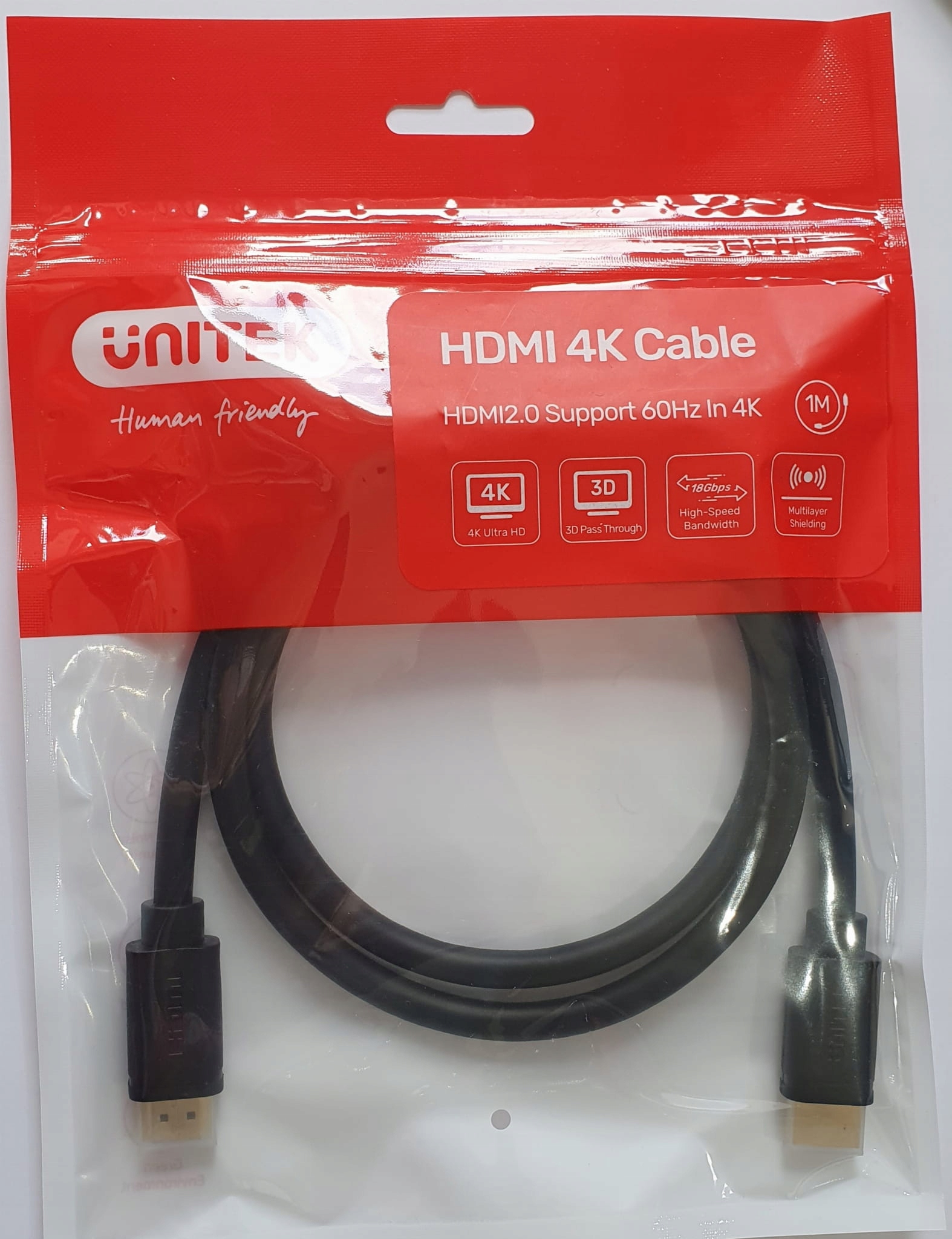 UNITEK kabel HDMI 2.0 1m 4K Y-C136M Standard HDMI 2.0