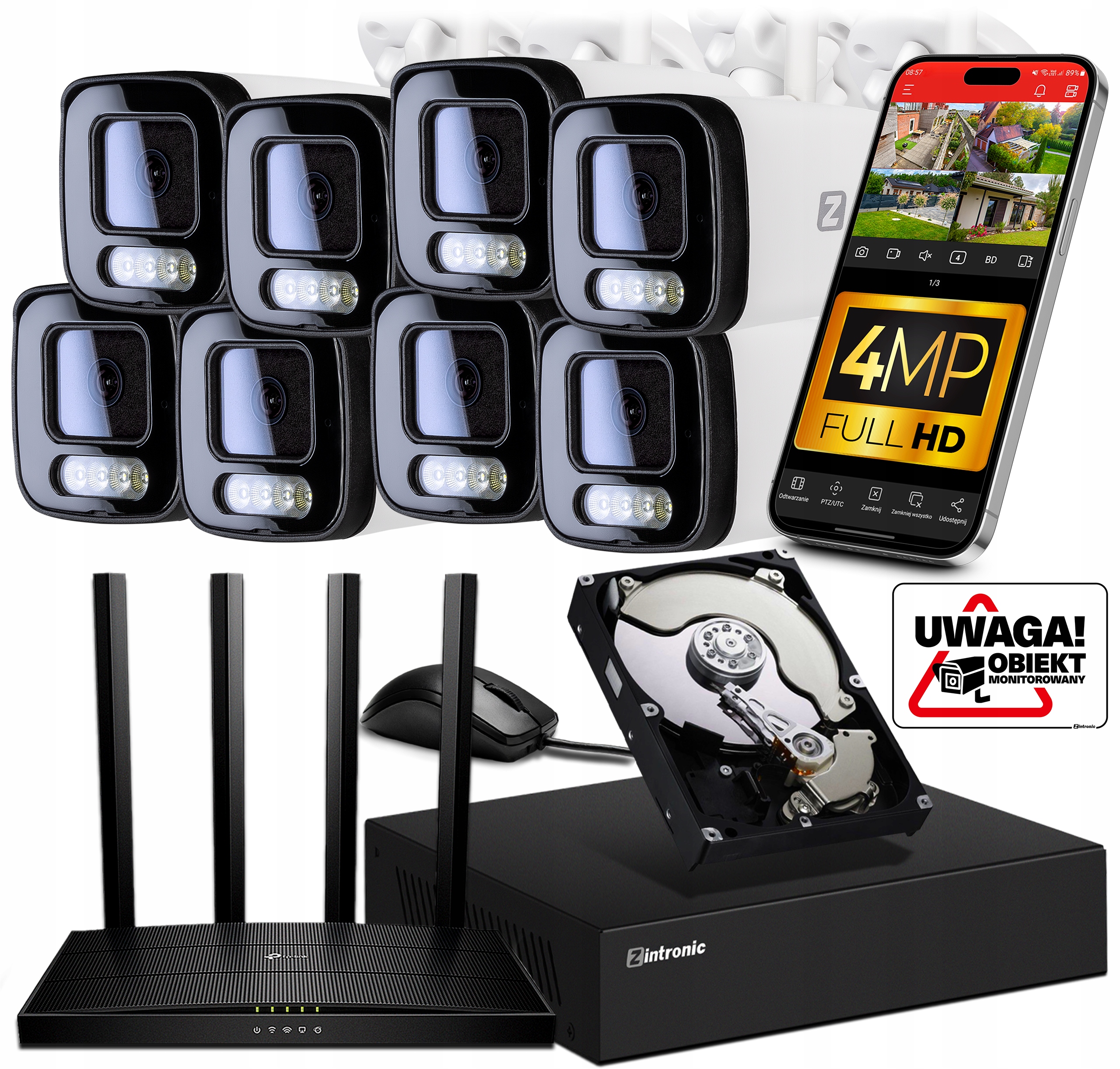 Sada pro Monitorování Ip WiFi 8 Kamer 4MPx