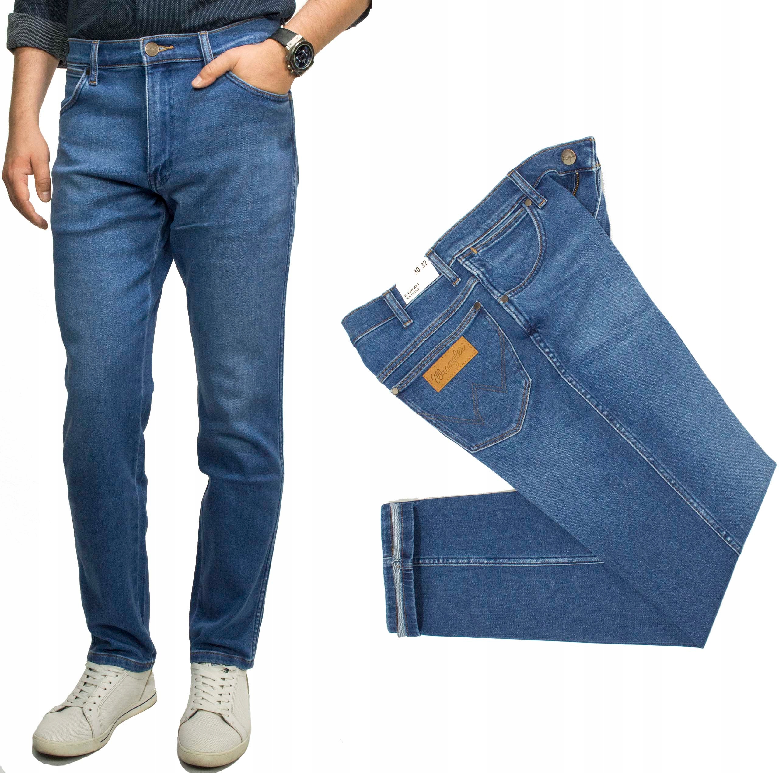 Wrangler River Rustic spodnie meskie jeansy slim dżins W32 L32