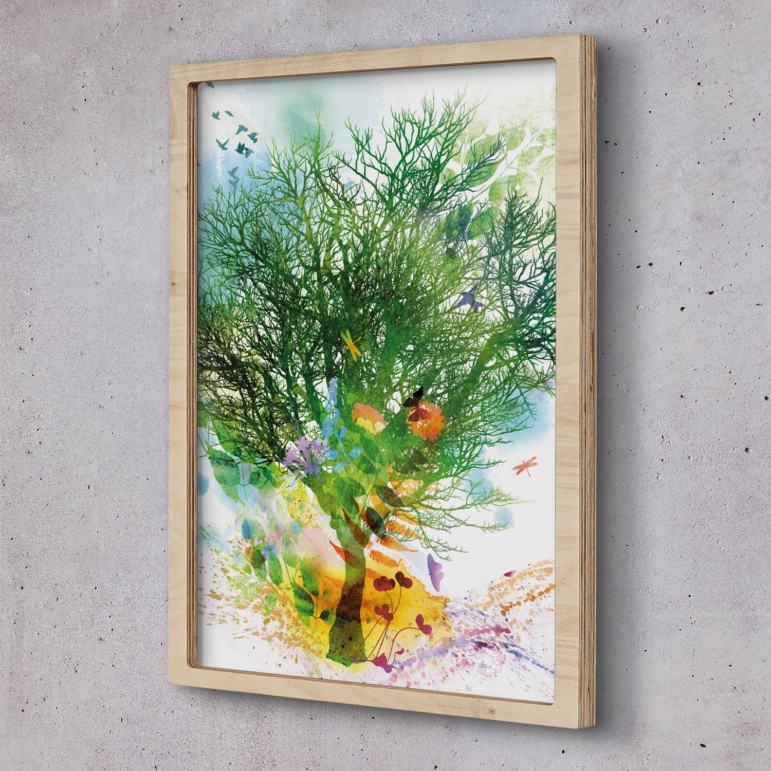 Eko obraz v rámu do obývacího pokoje Akvarelový strom 55x75