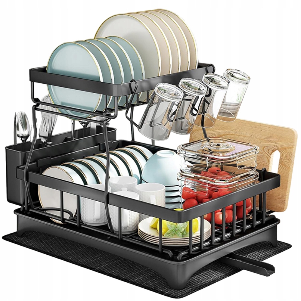 Levně Dvouúrovňová Sušička Na Nádobí, Kovový Odkapávač Na Příbory