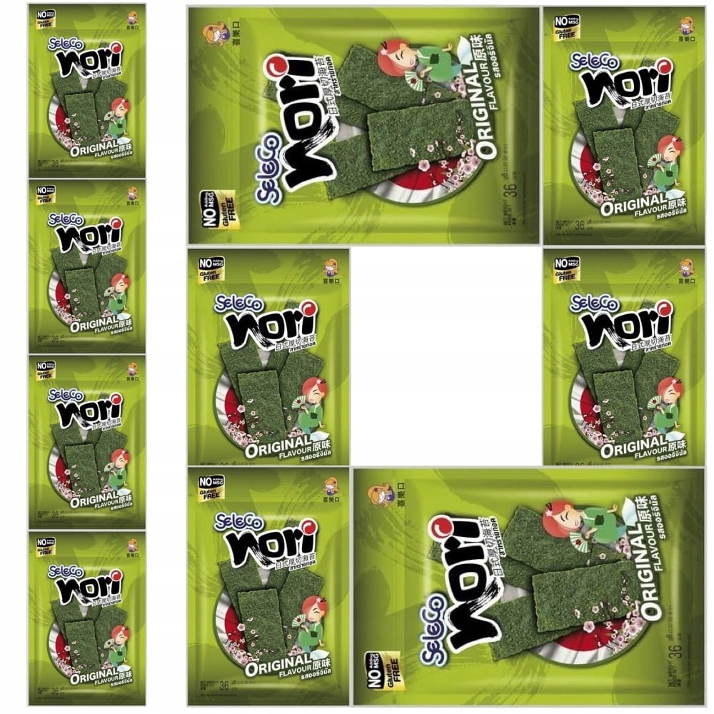 Levně 10 x Křupavé Svačinka Snacky z řas Nori Original 36g Seleco