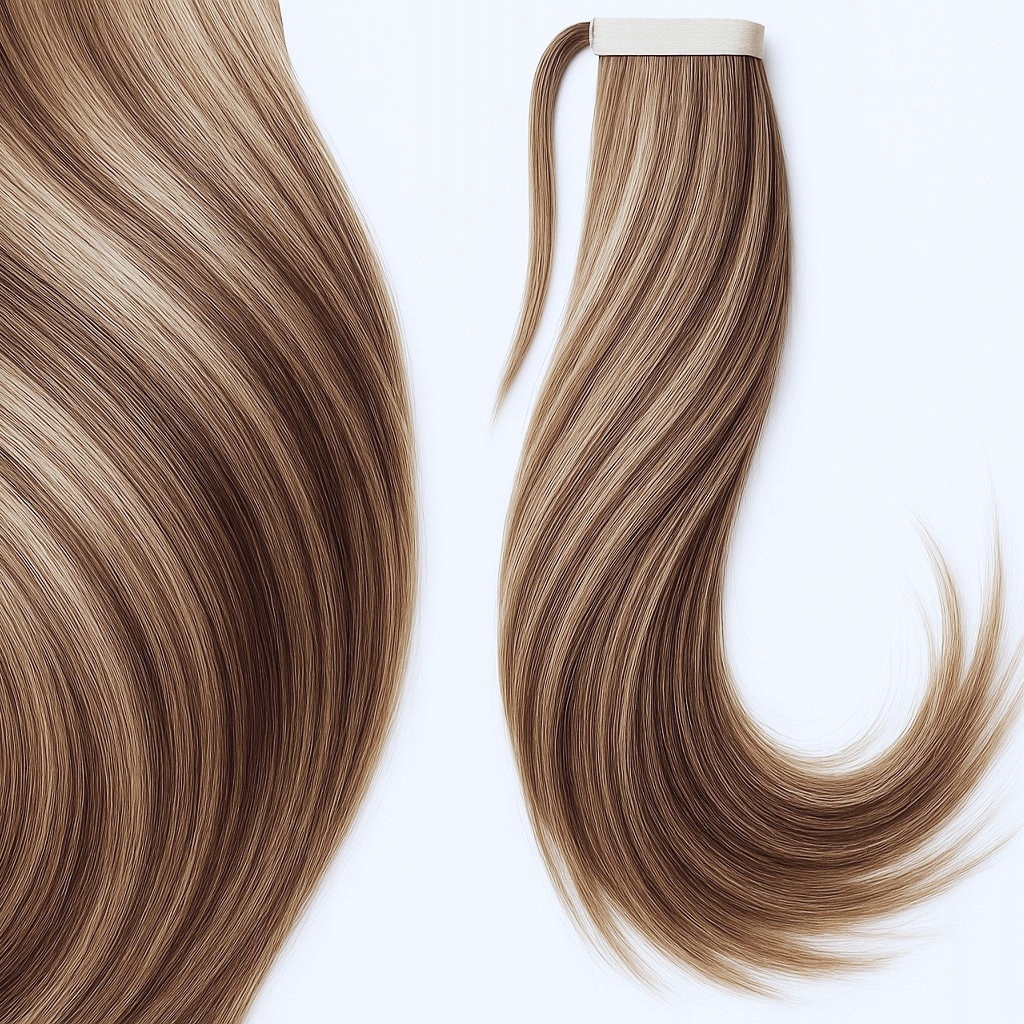 Koník připínací vlasy příčesek kitka balejage Caramel Brown pramínky Barvy