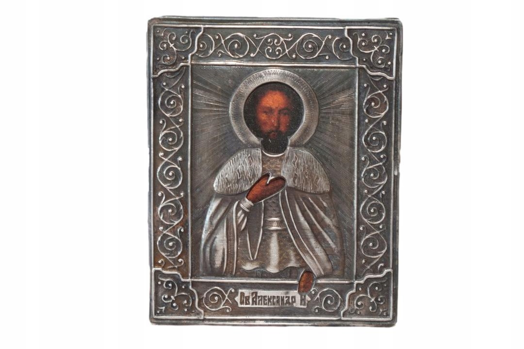 Srebrna Ikona Podróżna Prawosławna Rosja
