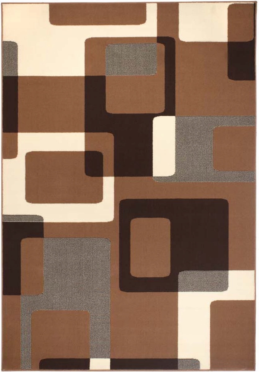 Moderní hnědo krémový koberec do obývacího pokoje s měkkým vlasem 120 x 170 cm