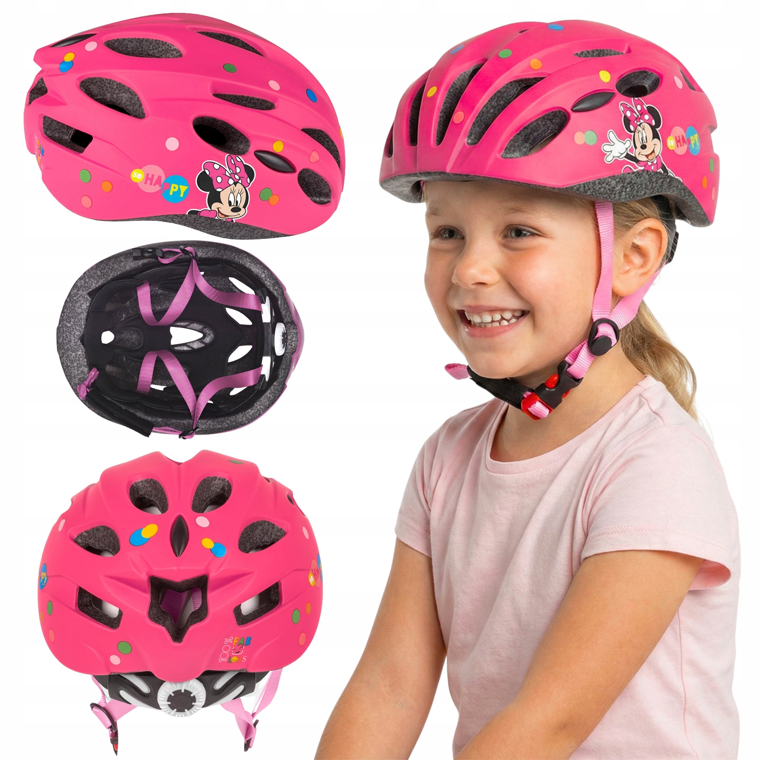 Disney Myszka Minnie Bezpieczny kask rowerowy In-mold Regulowany 52-56 cm