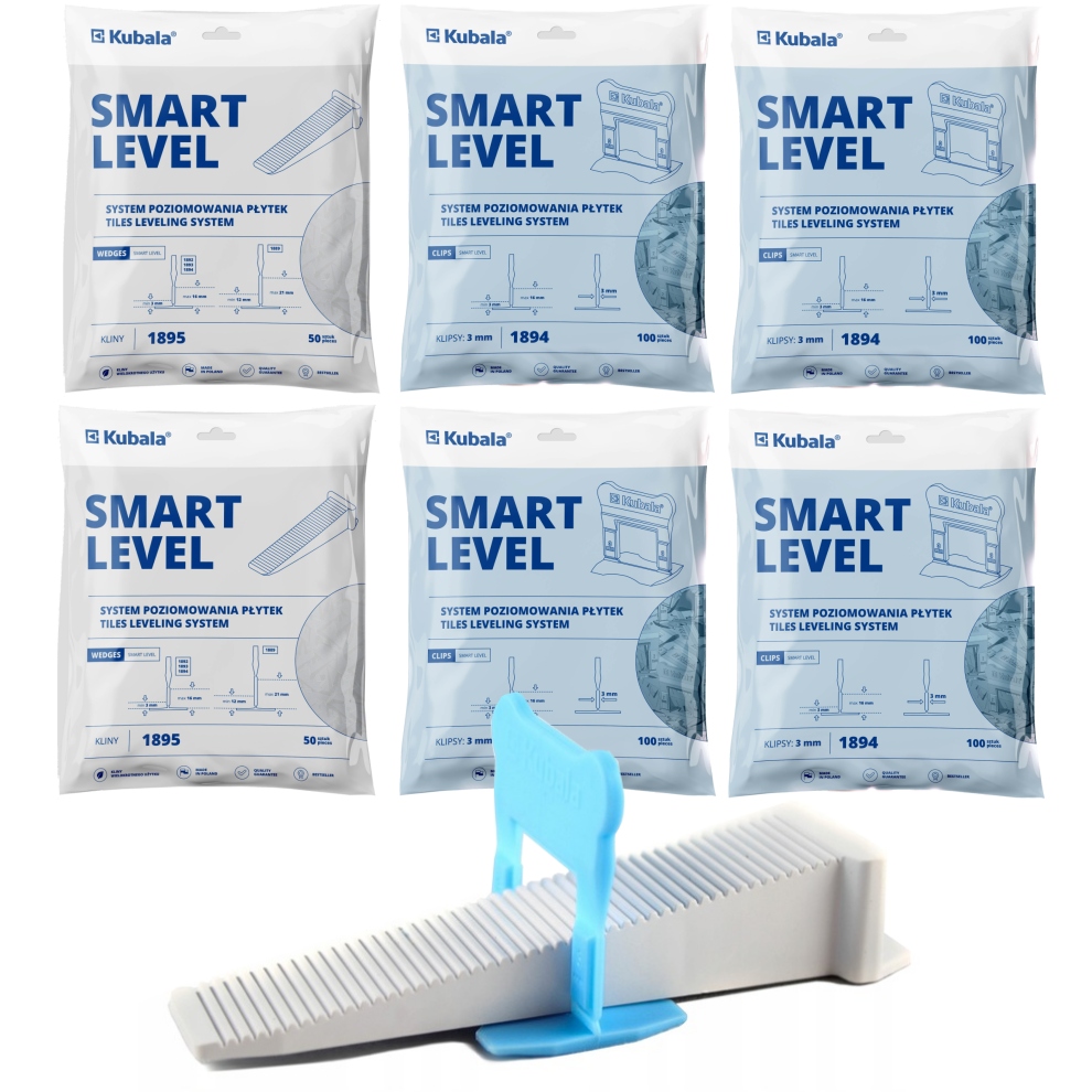 Kubala Smart Level Pro Vyrovnávání Klínových Dlaždic 100 Klipy 3 MM 400 Kusů