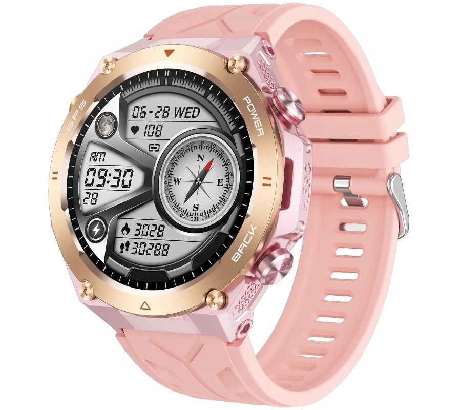 Športový Smartwatch Rubicon RNCF37 Ružový Gps Kompas Barometer Rozhovory