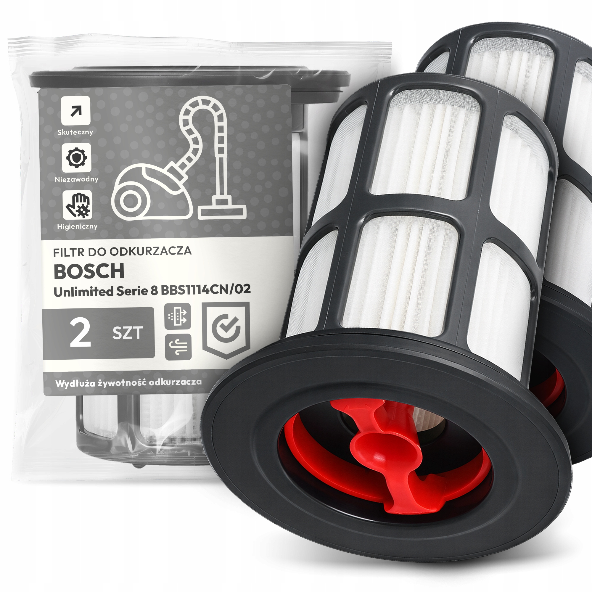 2x Filtr Pro Vysavač Bosch Unlimited Serie 8 BBS1114CN/02 Hepa Filtr Em-w