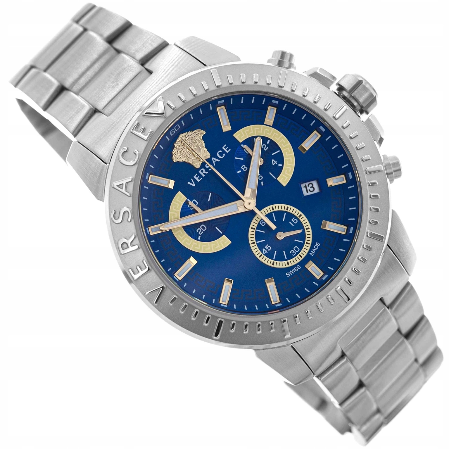 Pánské Hodinky Versace VE2E00721 New Chrono Stříbrné Na Náramku Datumovka