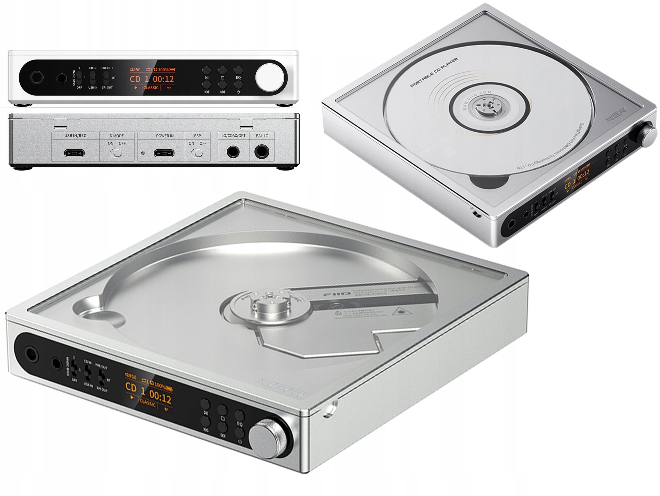 Fiio DM15 R2R Przenośny Odtwarzacz CD Hi-fi Z Bluetooth 5.4 Usb Dac Srebrny