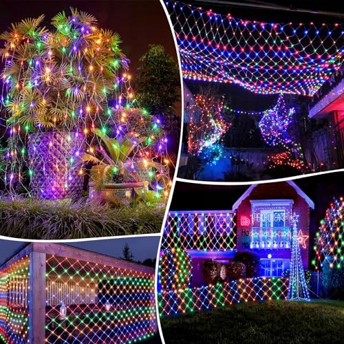 WOSKJXAS Siatka Girlanda Świetlna Solarna Wodoodporna Kolorowa 192LED 2x3m — miniatura 7