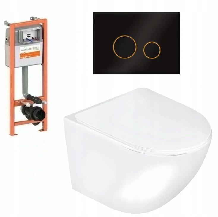 MISA WC RIMLESS POLSKI STELAŻ PRZYCISK SZKLANY