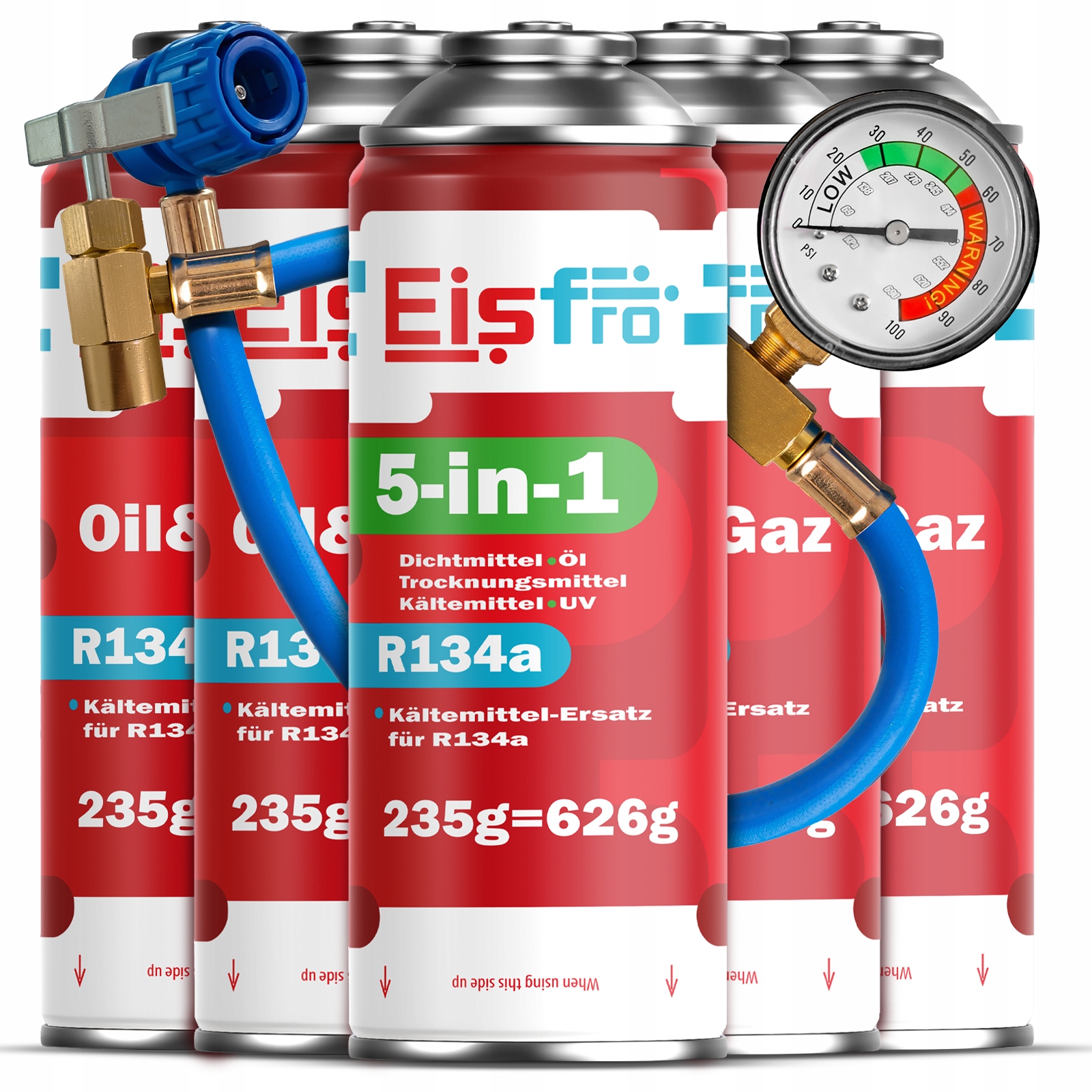 5x Gaz Pro Klimatizace R134a chladivo 2v1 5v1 1175g Kabel