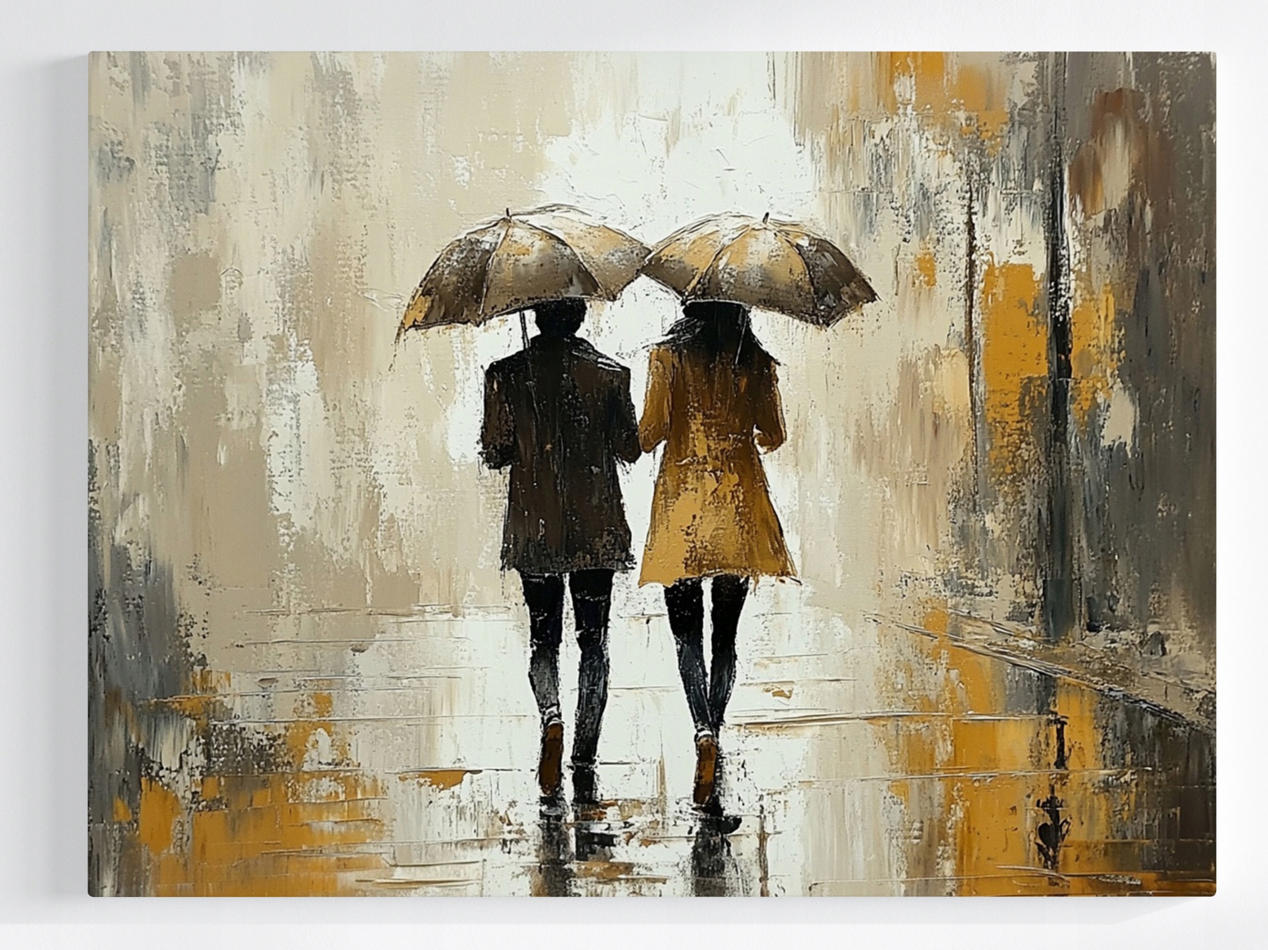 Obraz Na Plátně Canvas Město Pár Žena Muž Procházka Déšť 100x75