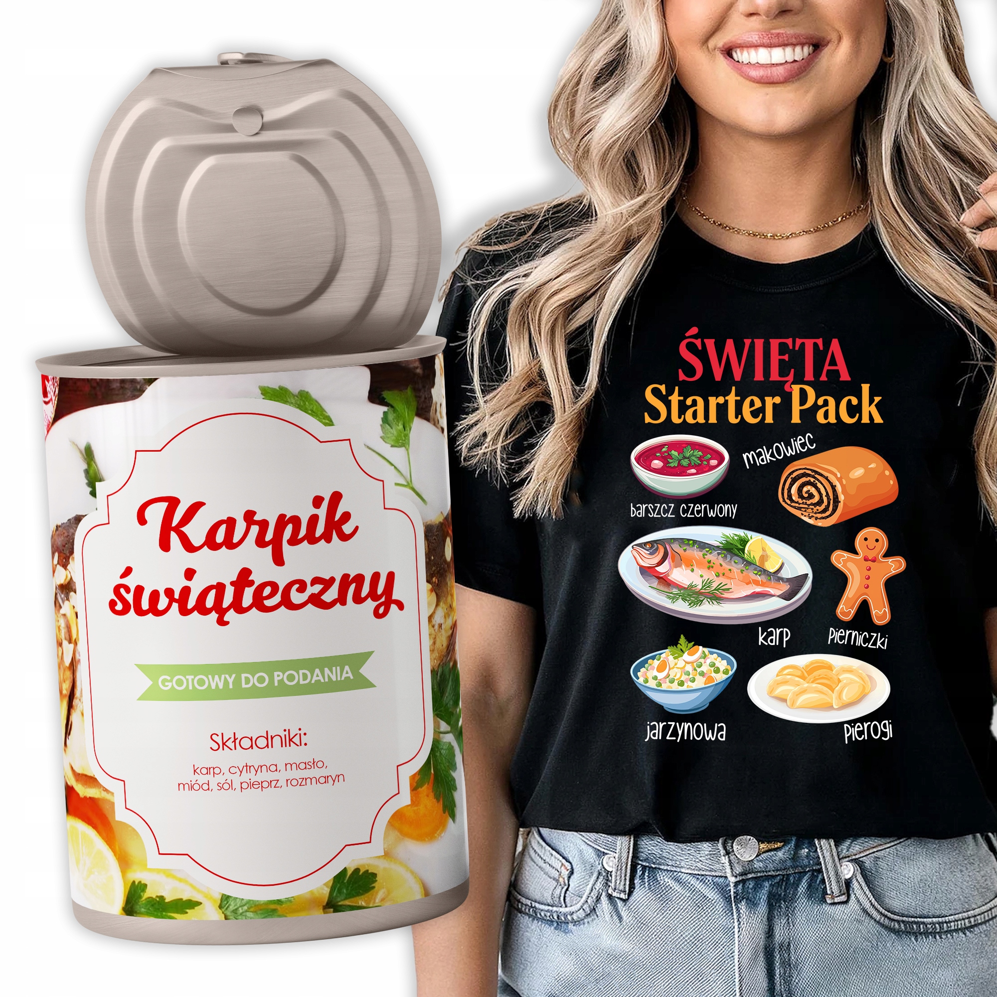 Tričko V plechovce Karpik Vánoční Černá Na Vánoce Starter Pack M