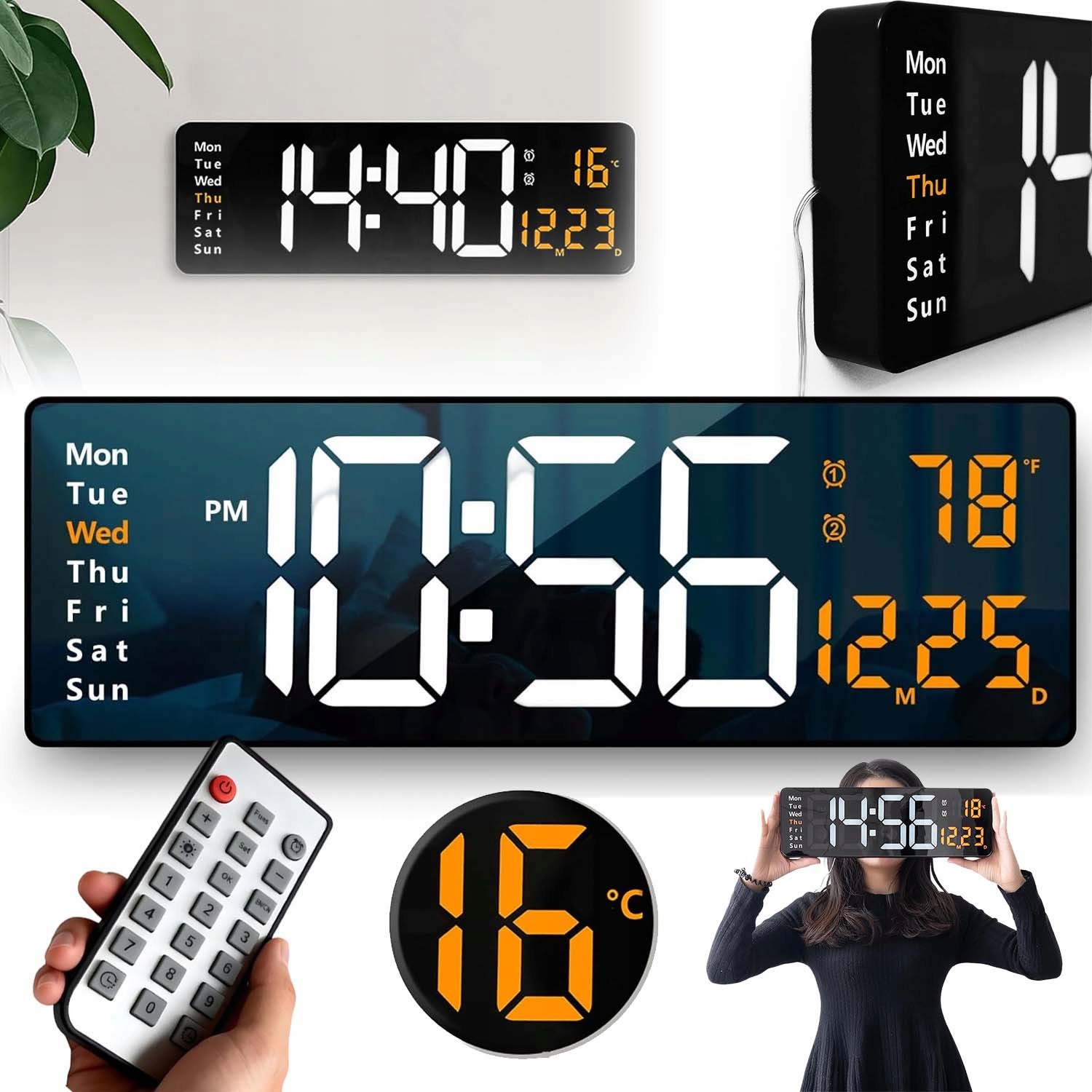 Hodiny Budík Led Elektronický Digitální Teploměr Alarm Usb Stojící Nástěnný