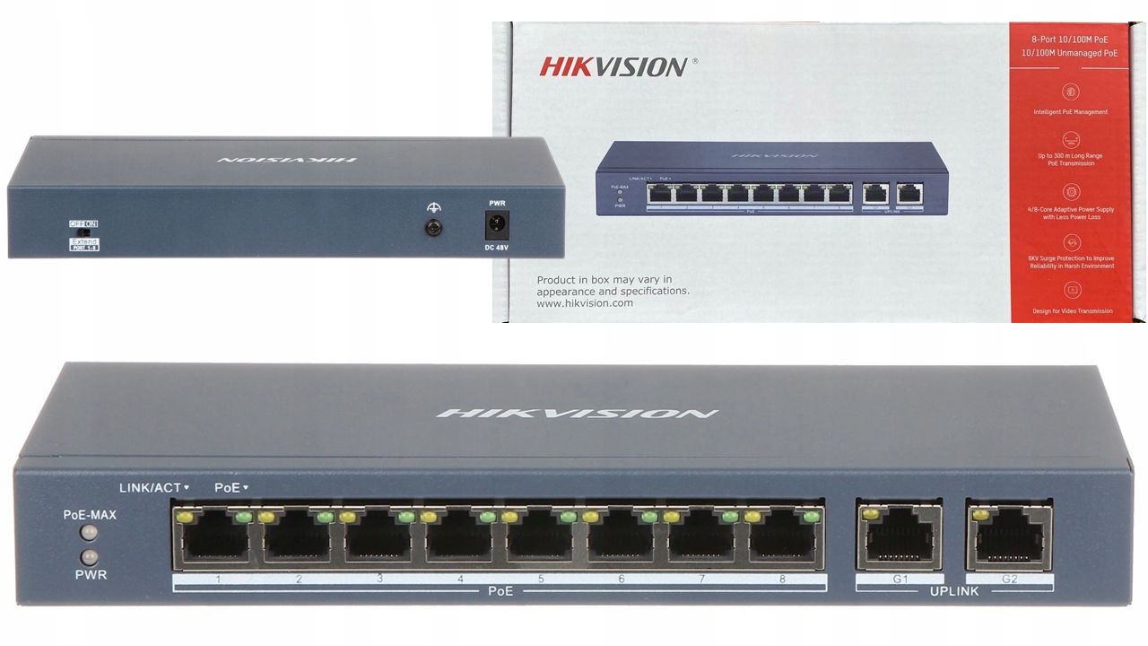 

Switch PoE Hikvision DS-3E0310P-E/M 10-portowy