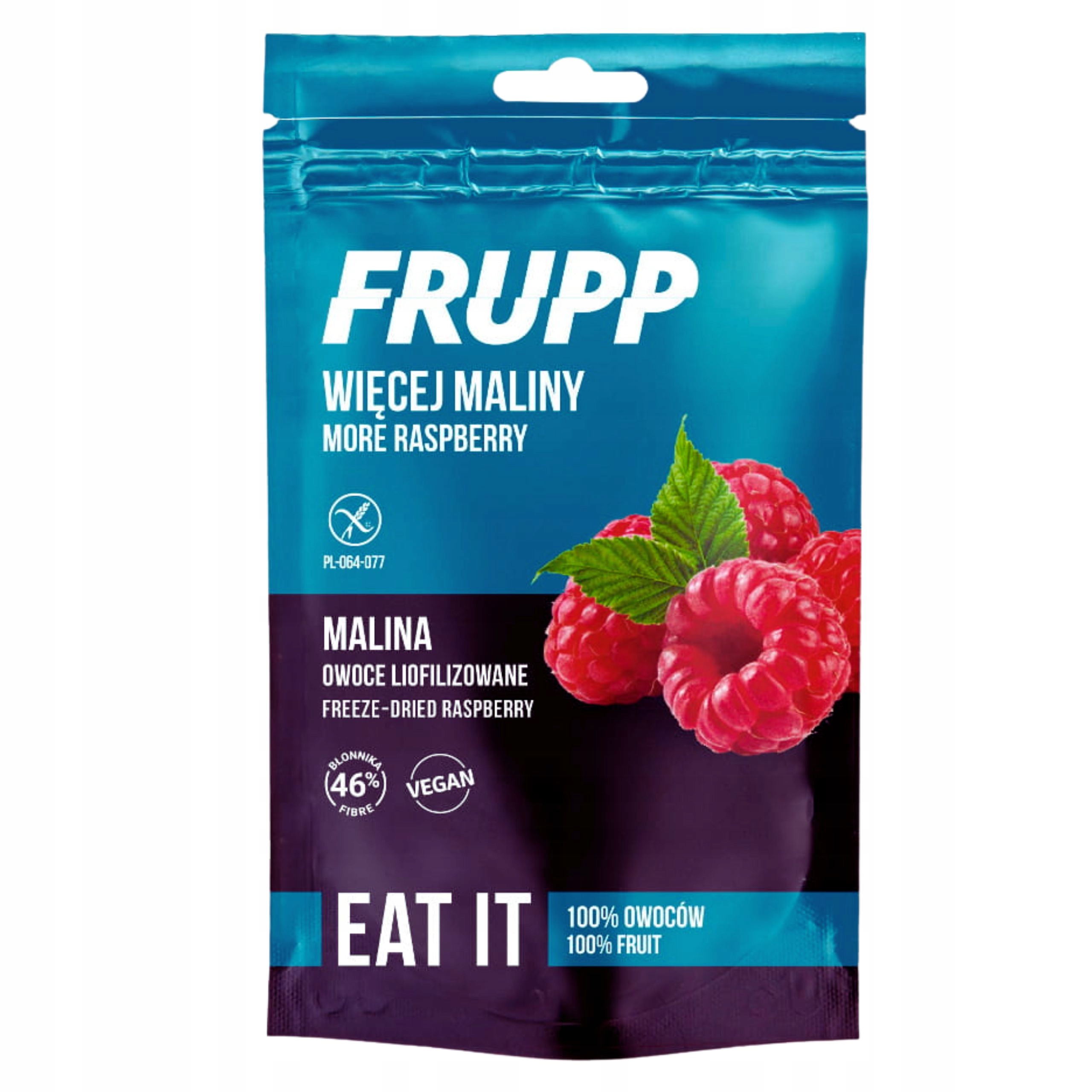 Malina liofilizowana owoce malinka chrupiąca Frupp 15g.