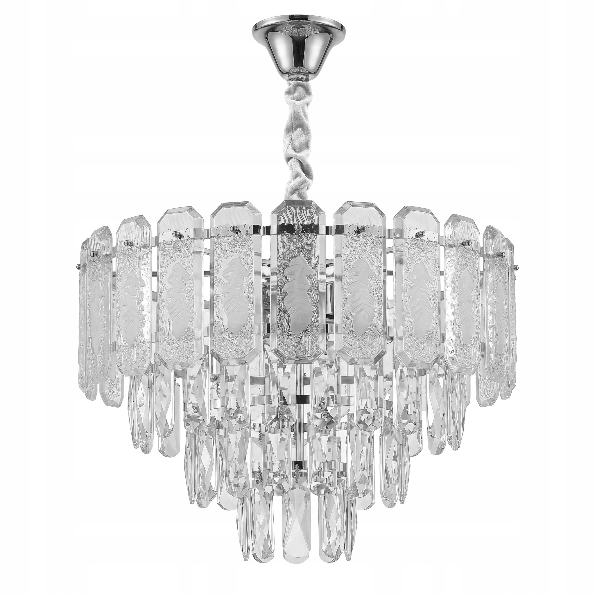 Závěsná lampa Chrom Křišťálová Mražené Sklo 5x E14 Variabilní barva Toolight