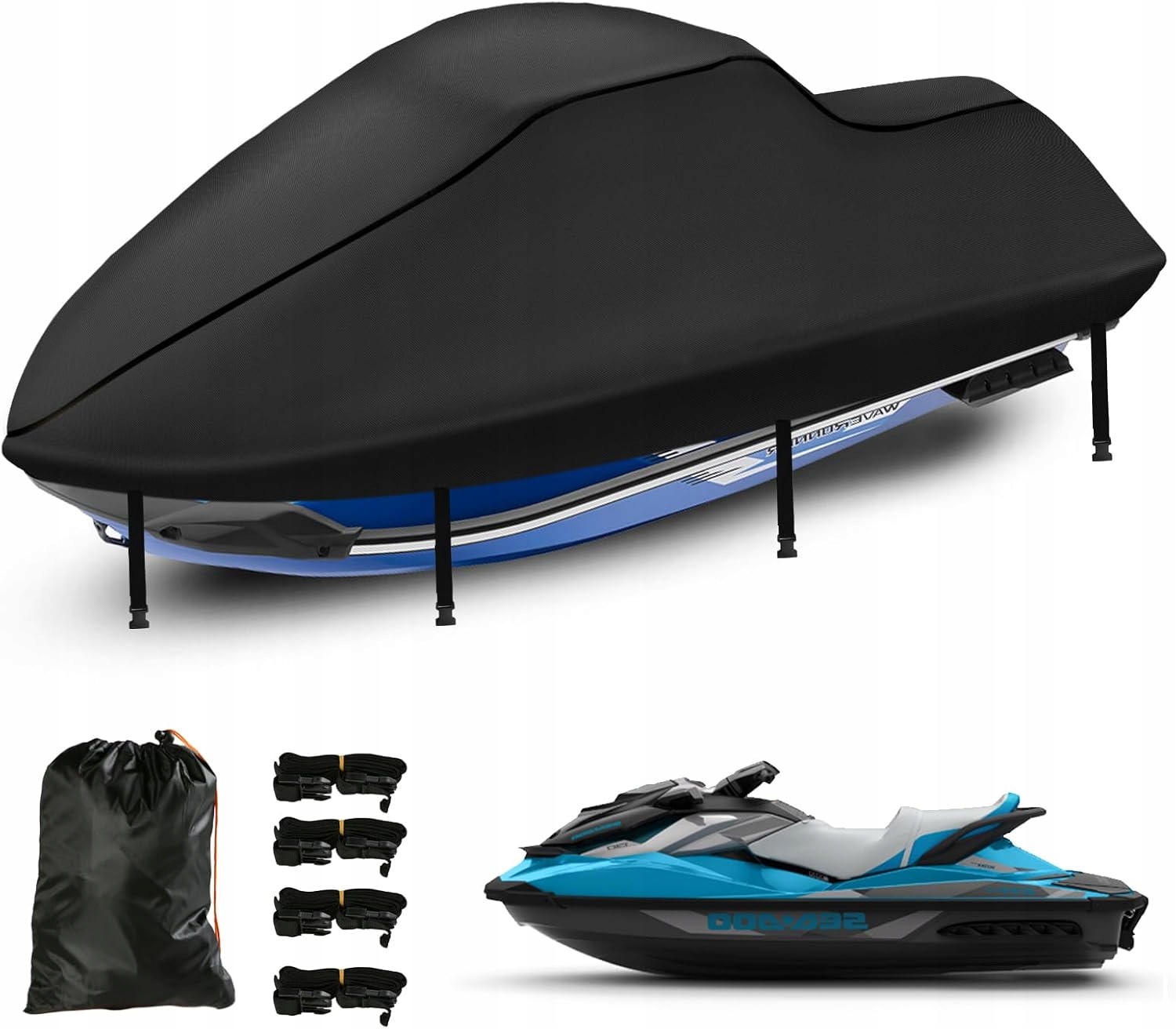 Pokrowiec Na Skuter Wodny 3XL Plandeka Oxford 600D Wodoodporny Jet Ski Pasy