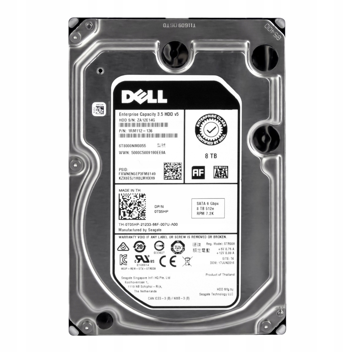 Dell 0T05HP 8TB 7.2K 256MB Sata III 3.5'' ST8000NM0055