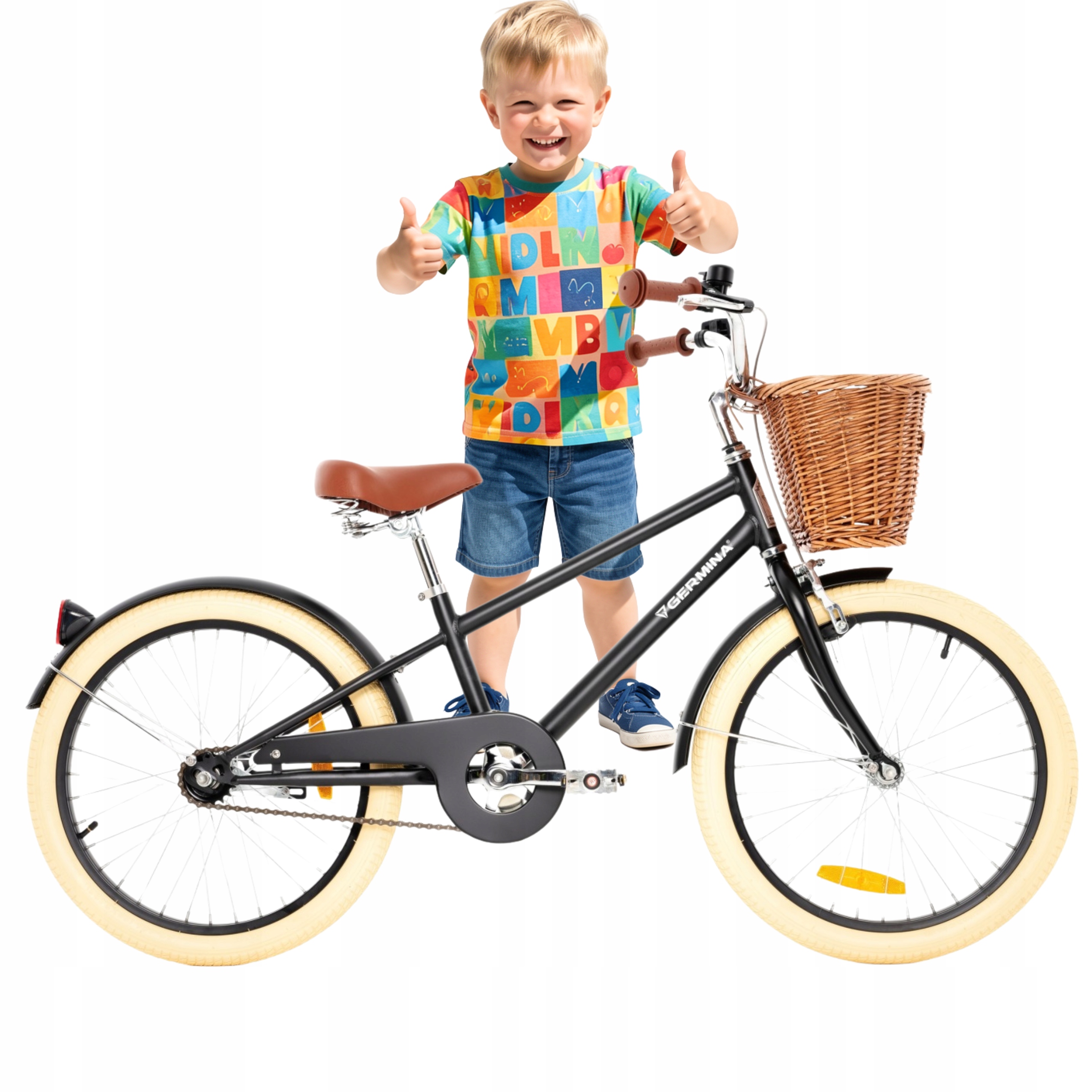 Rower dziecięcy Germina vintage 20 chłopięcy 6-8 lat kółka boczne miejski