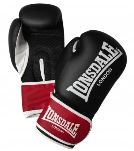 Rękawice Bokserskie Lonsdale Ashdon 10 Oz Czarne Skórzane Oddychające