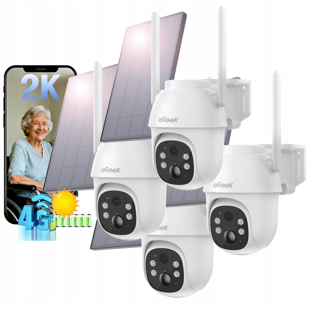 Bezdrátová Gsm Solární Kamera S Výkonnou Baterií Na Sim Kartu 4G 3MPx 4KS