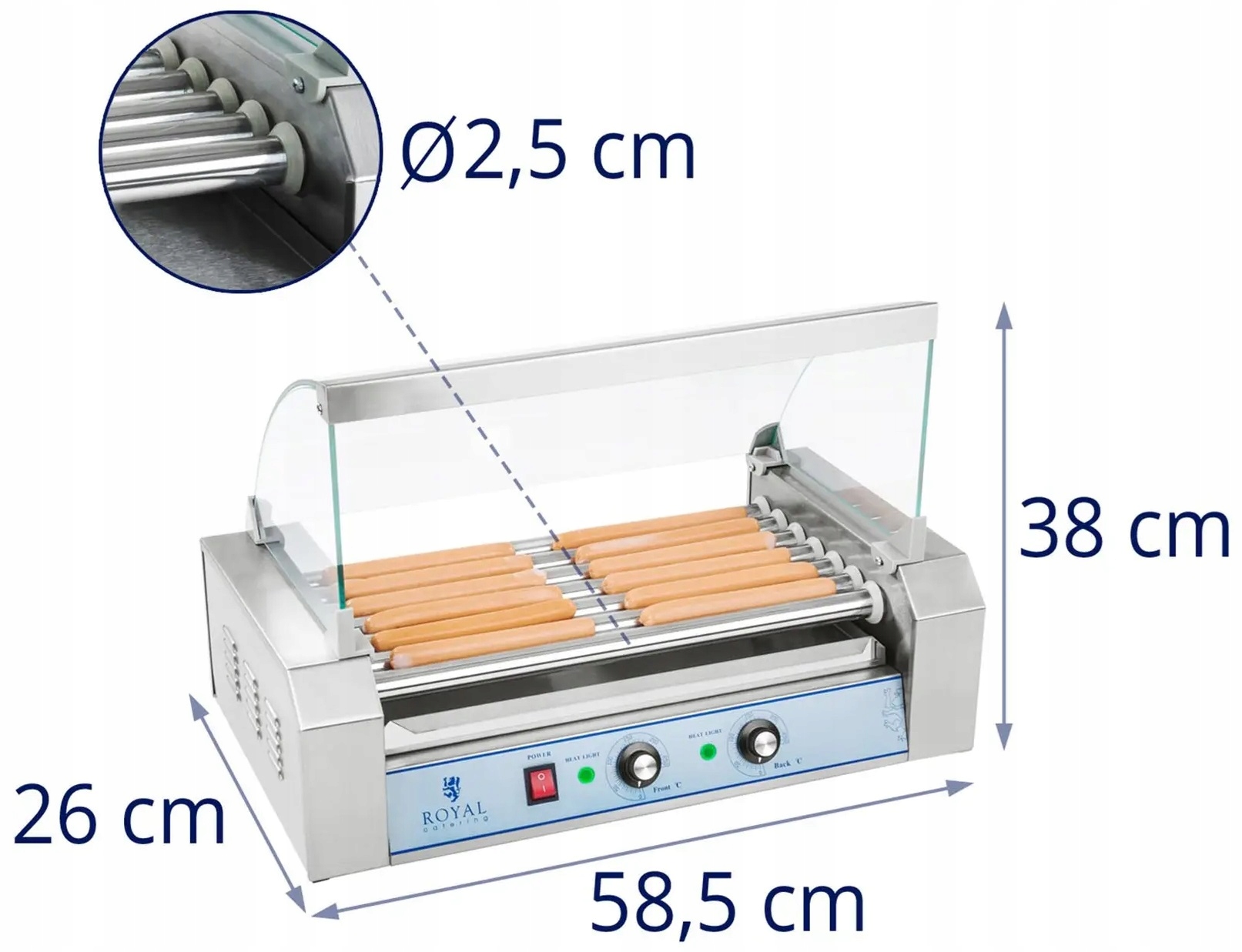 Grill rolkowy 7 rolek stal nierdzewna ROYAL CATERING RCHG-7E 10010479 Kod producenta 10010479