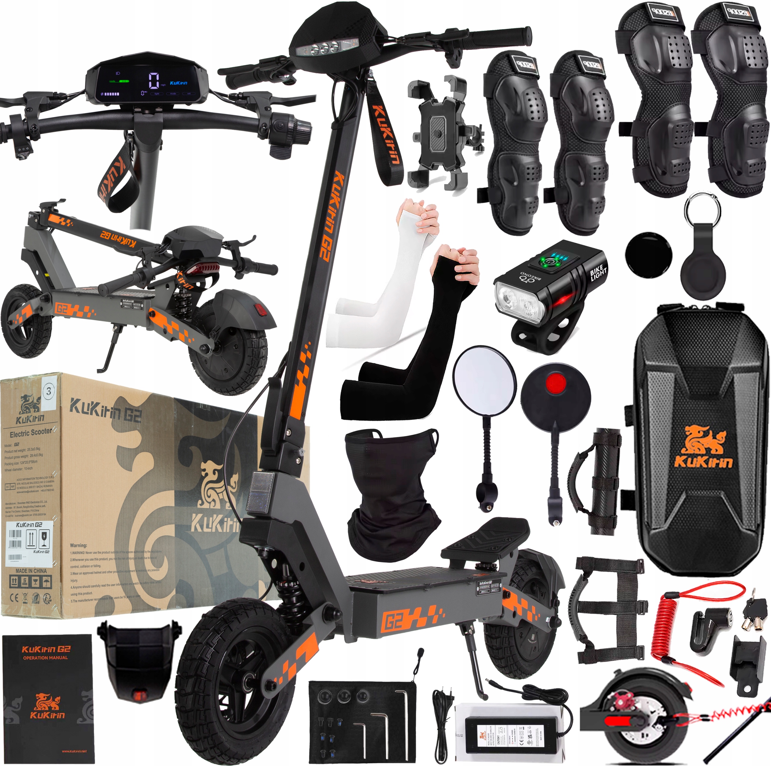 KuKirin G2 Elektrické vozidlo 48V 15Ah 800W 45KM/H 55KM 10" +11 Dárek Pl