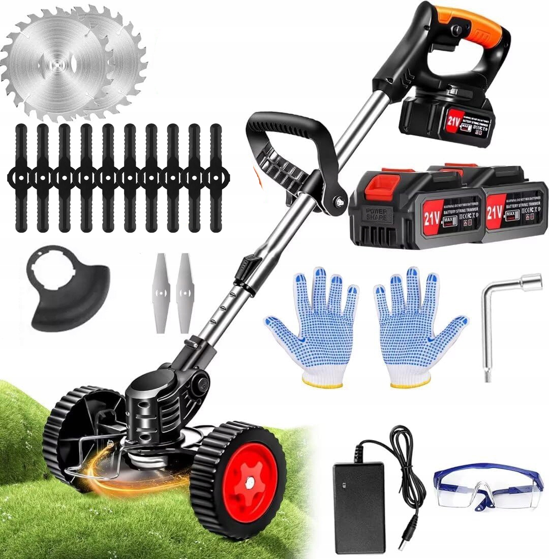 Výkonný Aku Vyžínač Křovinořez Zahradní Sekačka Na Trávy Sada