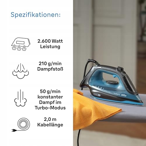 BRAUN TexStyle 5 Żelazko Parowe 2600W Czarny Niebieski — miniatura 3