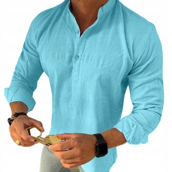 Pánská košile Stójka Casual Denní Lněná Len Bavlněná