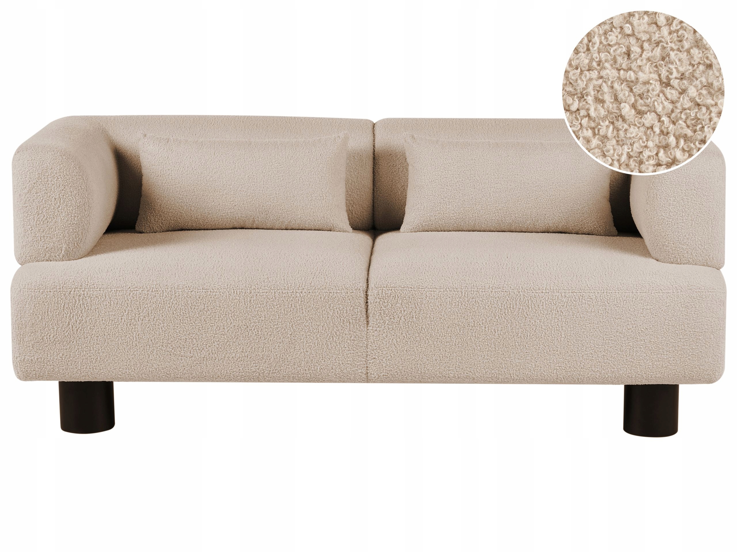 Sofa tapicerowana boucle dla dwóch osób beżowa
