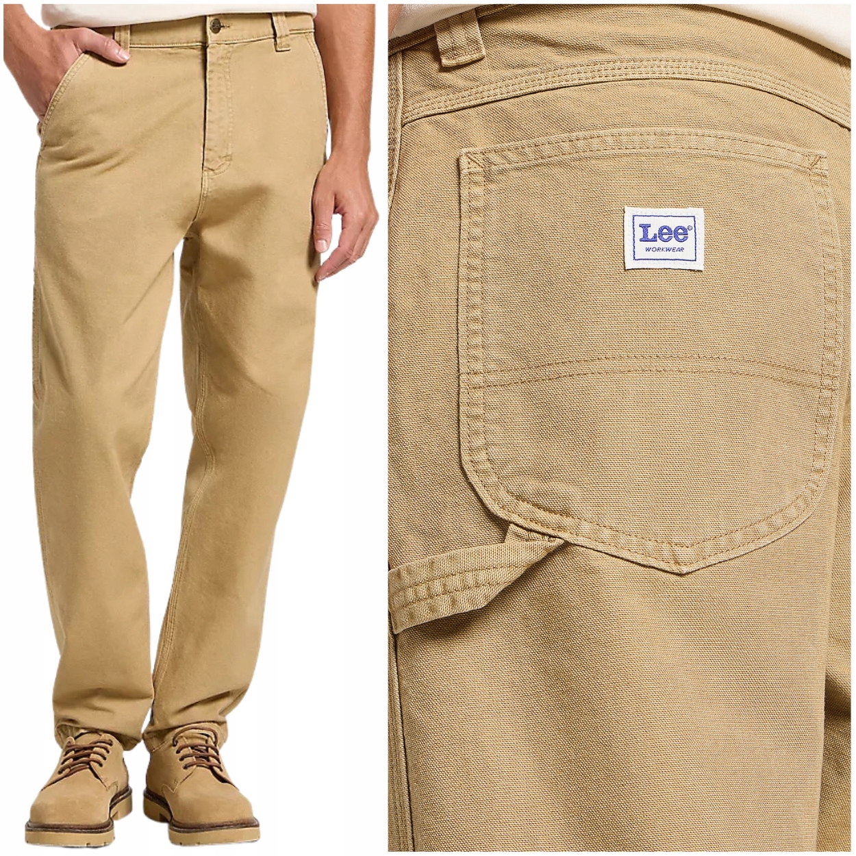 Lee Carpenter Oscar Khaki Workwear pánské volné bavlněné kalhoty W32 L32