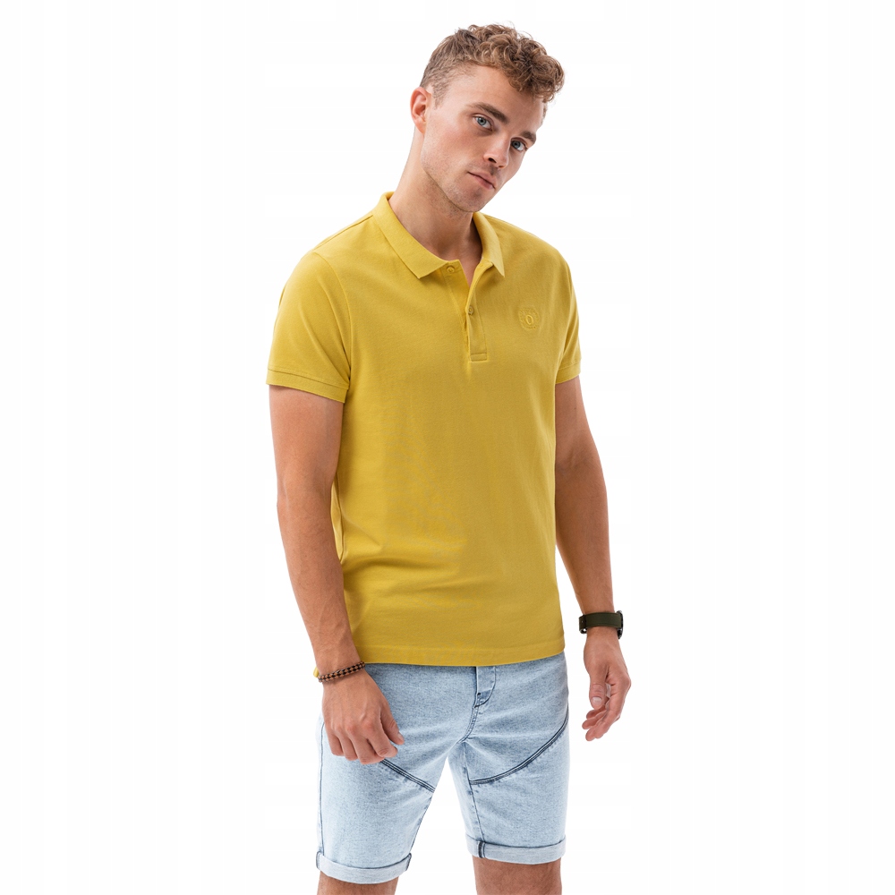 Koszulka męska polo dzianina pique żółty S1374 L