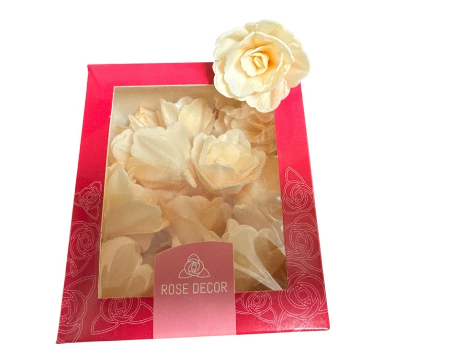 Levně id_2806_ecru 35ks Vaflová Růže 4,5 cm Dekorace Oplatkové Růže Dort Květy
