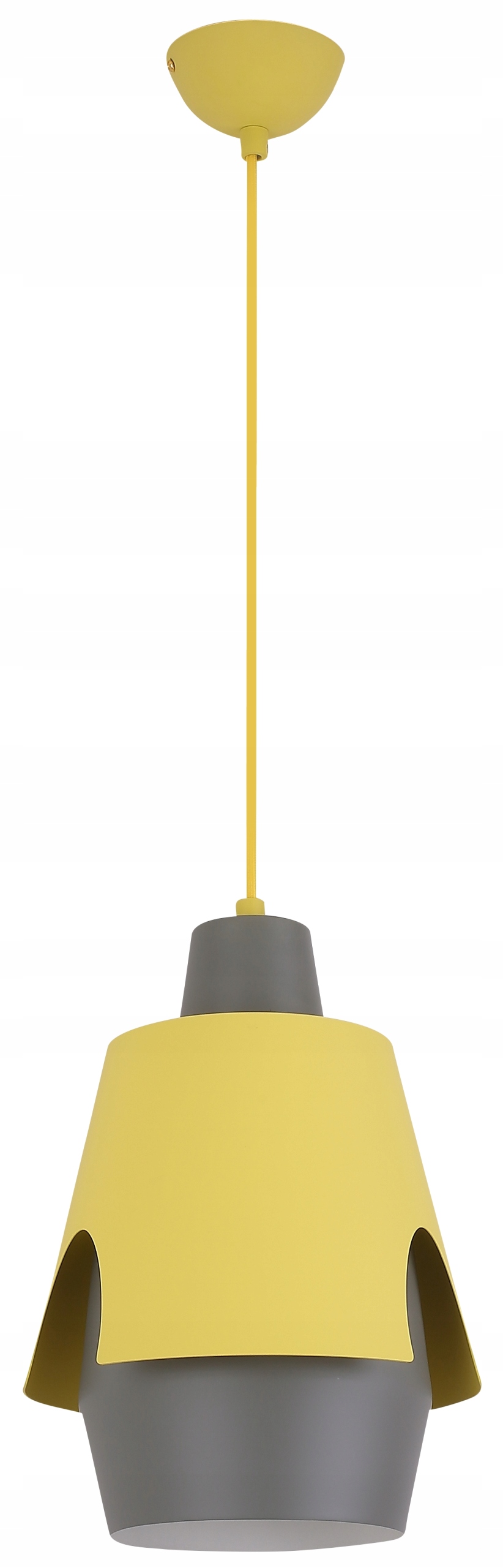 Závěsná stropní Lampa žluto šedá Kovová Stínidlo