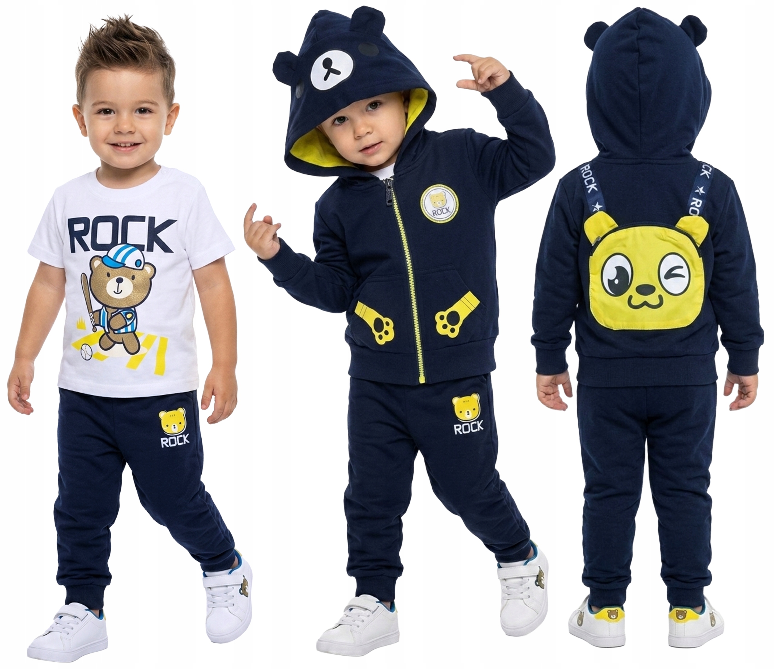 Komplet Dres 3 cz. dla Chłopca Bluza z Kapturem Spodnie Tshirt r 92 2111