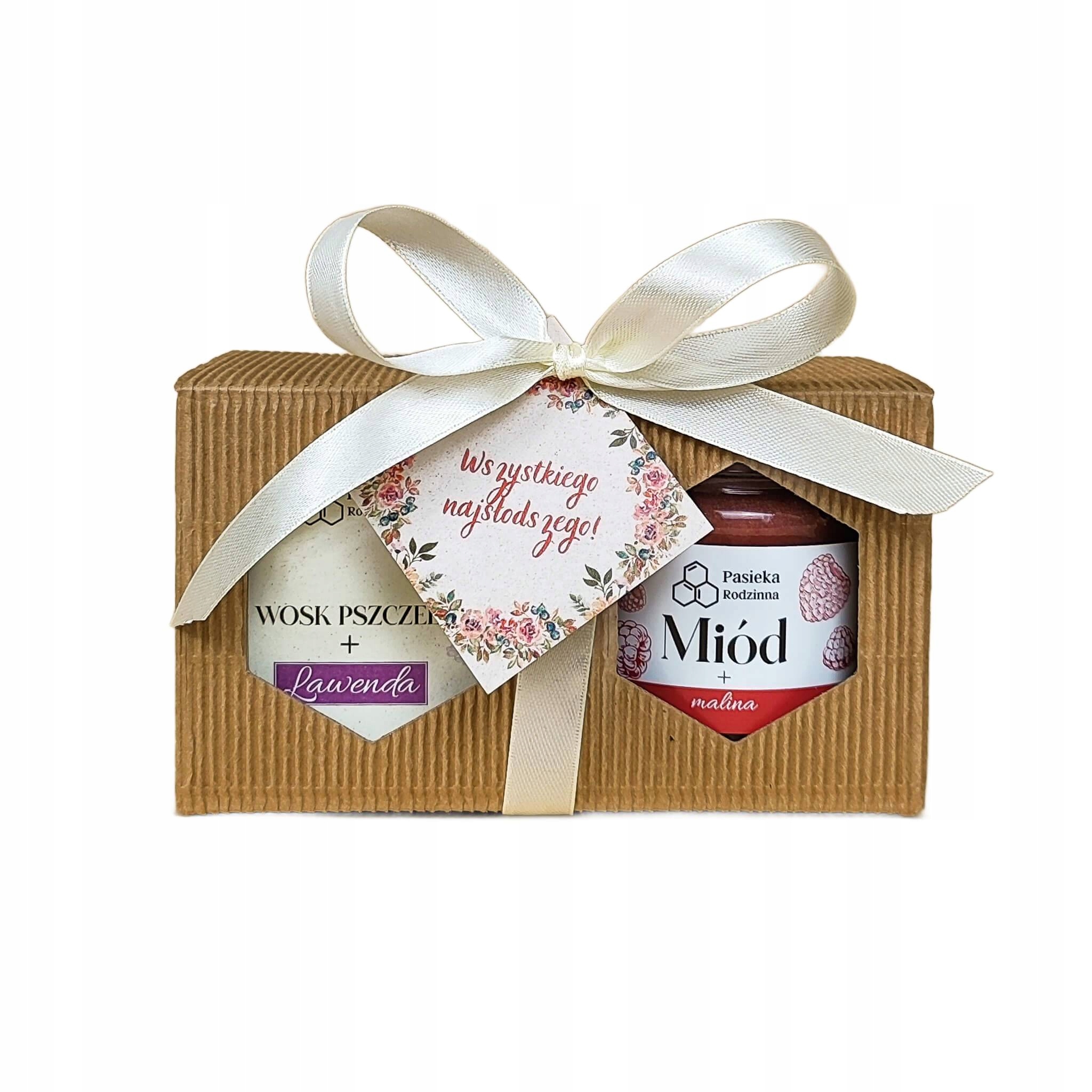 Levně Sada Med s malinou 240 g levandulová svíčka 120 ml Dárek na Valentýna