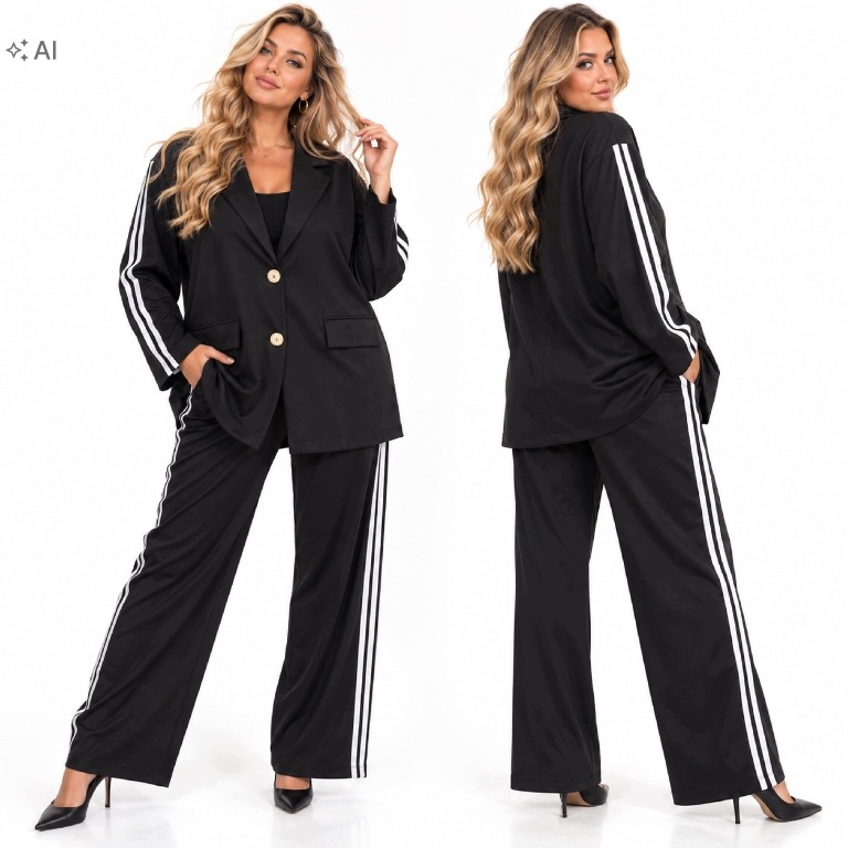 5916 Elegantní set máslo s lampasy plus size Viskóza 54 56 7XL 8XL