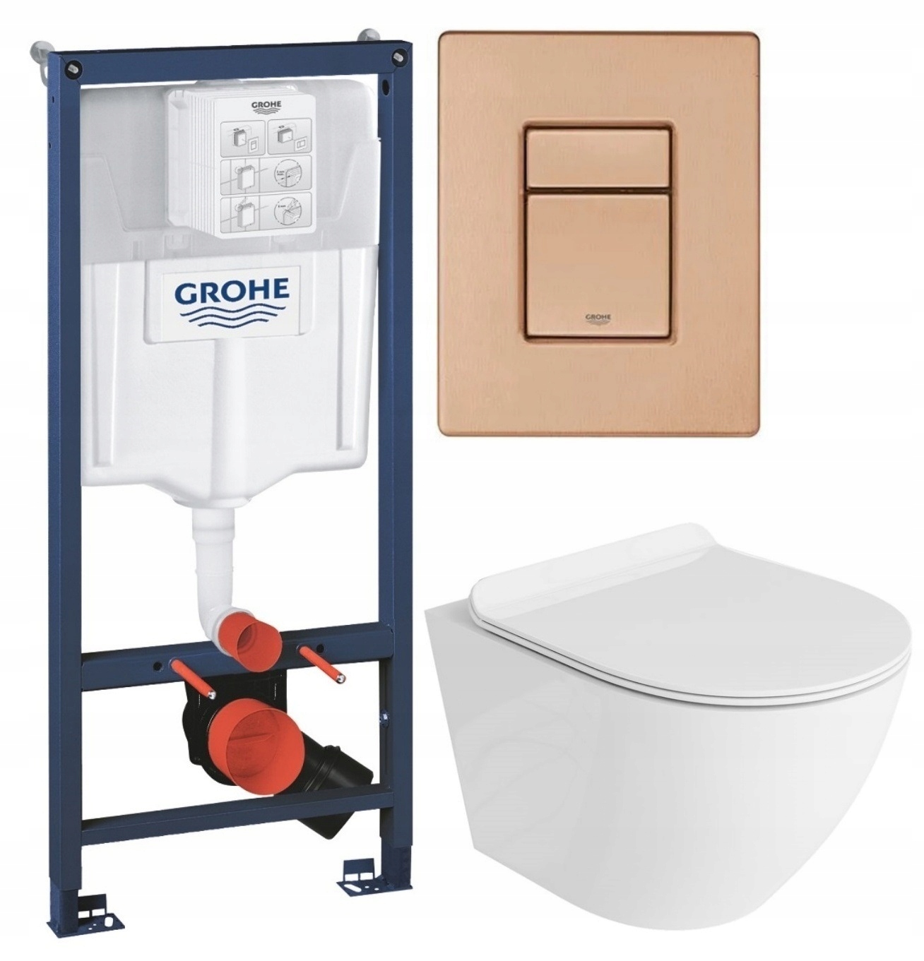 Grohe Rapid Sl Zestaw Podtynkowy Wc Miska Rimless Przycisk Miedziany 6W1