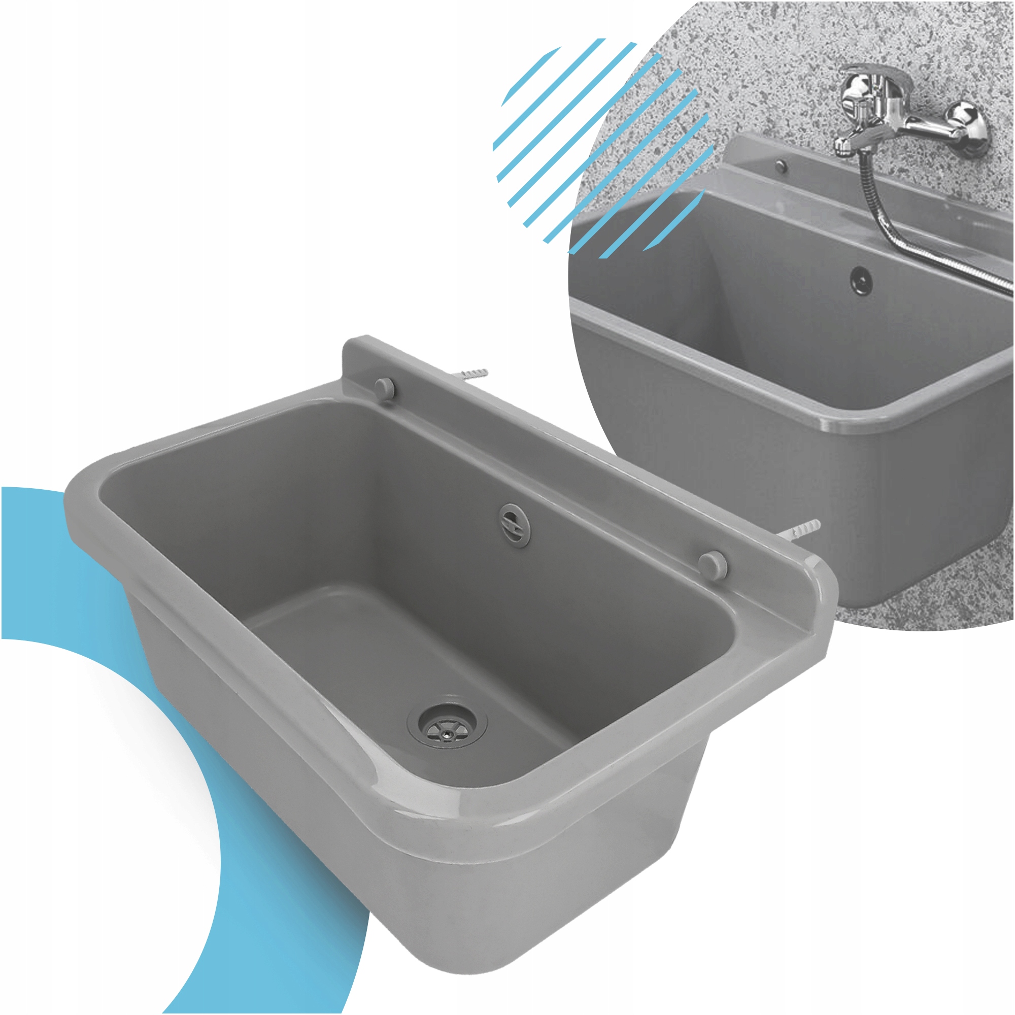 Zlew KOMORA GOSPODARCZA 55x34 Zlewozmywak Roboczy Techniczny PRALNI GARAŻU Liczba komór jednokomorowy