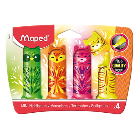 ZAKREŚLACZE 4 KOLORY MAPED FLUO PEPS MINI FRIENDS