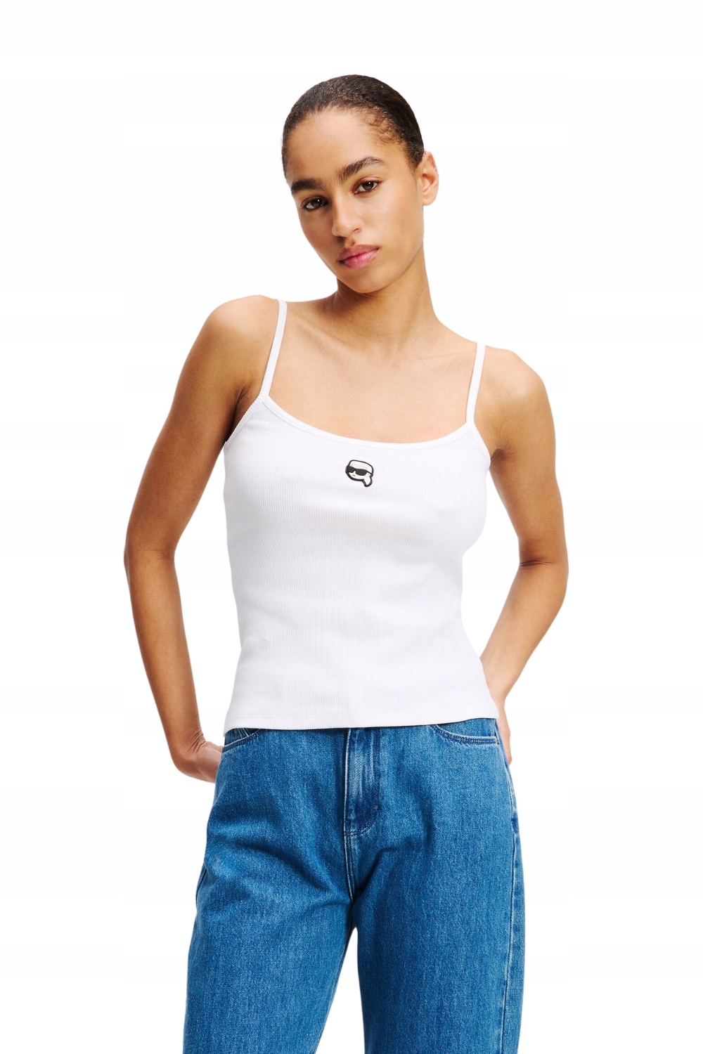 Karl Lagerfeld Bílý dámský top Ikon Patch Tank Top XL