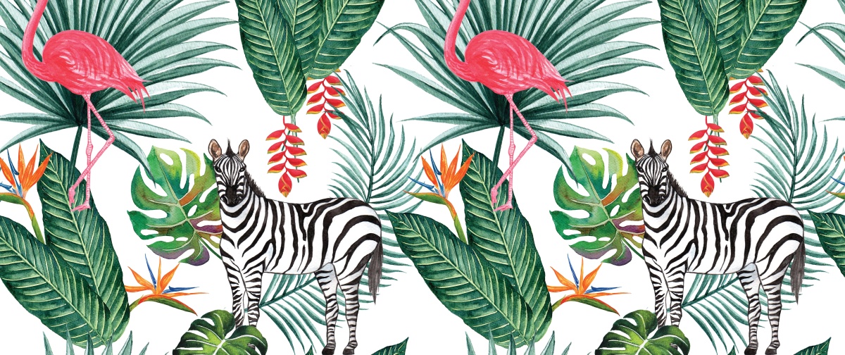 

Fototapeta Flizelinowa Zebra i flaming 250x104