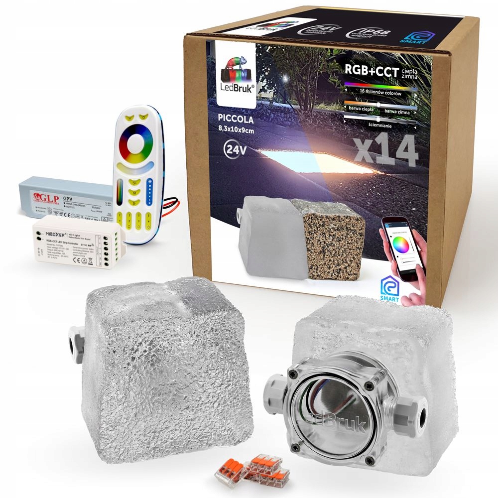 14x Świecąca Kostka Brukowa LED Piccola-A RGB+CCT