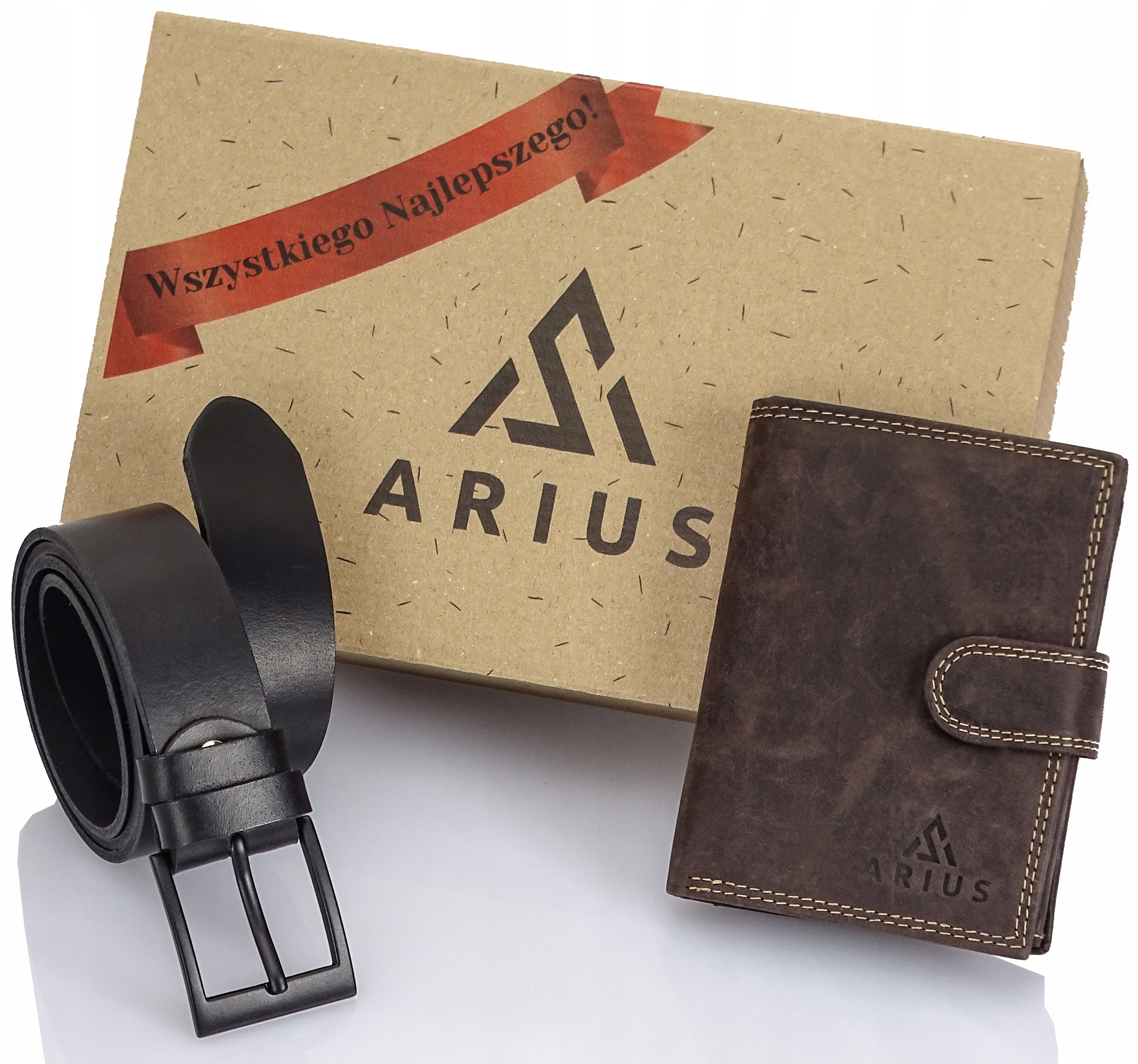 Sada Dárek Pro Chlapce Tatínka Meza Pásek Kožené Mesky a Peněženka